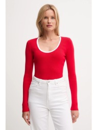 πουλόβερ calvin klein jeans χρώμα: κόκκινο, lv044d360g 88% βαμβάκι, 10% πολυαμίδιο, 2% ελαστάν