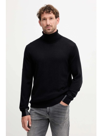 πουλόβερ με προσθήκη μαλλιού mos mosh adam χρώμα μαύρο