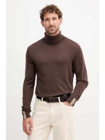 πουλόβερ με προσθήκη μαλλιού mos mosh adam χρώμα καφέ