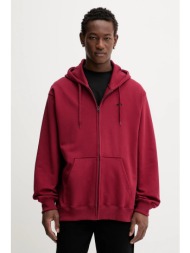 βαμβακερή μπλούζα vans χρώμα: μπορντό, με κουκούλα, vn000p5abrd1 100% βαμβάκι