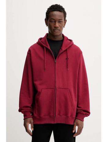 βαμβακερή μπλούζα vans χρώμα μπορντό, με κουκούλα