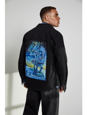 τζιν πουκάμισο medicine ανδρικά, χρώμα μαύρο 100% βαμβάκι