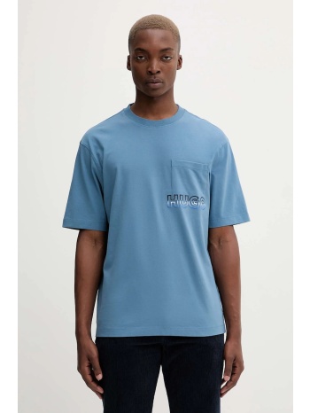 βαμβακερό μπλουζάκι hugo blue ανδρικό, χρώμα μπλε