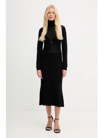 φόρεμα με προσθήκη μαλλιού elisabetta franchi χρώμα μαύρο