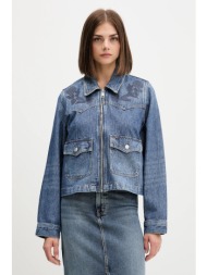 τζιν μπουφάν tommy jeans χρώμα: ναυτικό μπλε, dw0dw21553 100% βαμβάκι