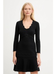 φόρεμα twinset χρώμα: μαύρο, 252tp3041 54% βισκόζη, 44% πολυαμίδιο, 2% ελαστάν