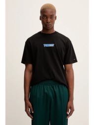 βαμβακερό μπλουζάκι tommy jeans ανδρικό, χρώμα: μαύρο, dm0dm22051 100% βαμβάκι