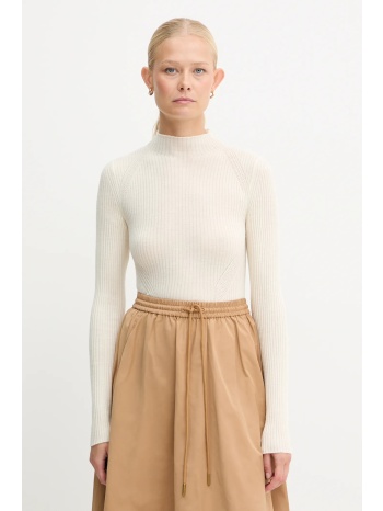 μάλλινο πουλόβερ twinset χρώμα μπεζ, 252tt3111 100% μαλλί