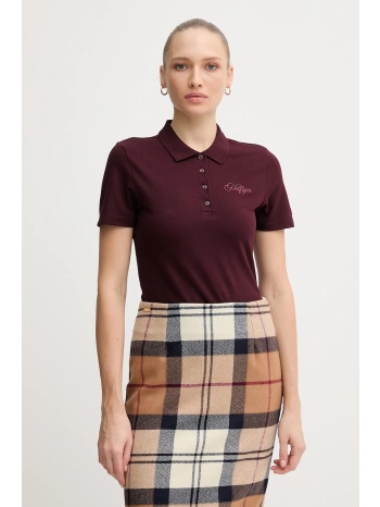 πόλο tommy hilfiger χρώμα μπορντό, ww0ww47312 96% βαμβάκι