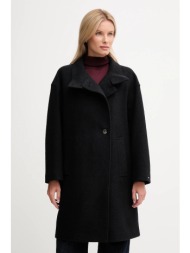 παλτό με προσθήκη μαλλιού tommy hilfiger χρώμα: μαύρο, ww0ww47372 κύριο υλικό: 79% μαλλί, 21% πολυεσ