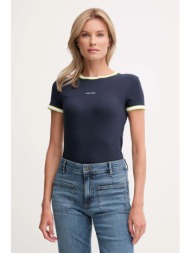 μπλουζάκι calvin klein jeans χρώμα: ναυτικό μπλε, lv047d201g 94% βαμβάκι, 6% ελαστάν