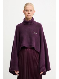 πουλόβερ με προσθήκη μαλλιού twinset χρώμα: μοβ, 252tt3422 40% μαλλί, 30% βισκόζη, 20% πολυαμίδιο, 1