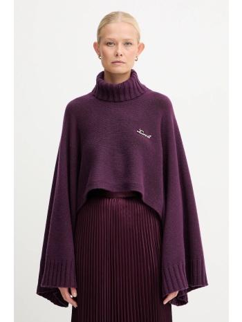 πουλόβερ με προσθήκη μαλλιού twinset χρώμα μοβ, 252tt3422