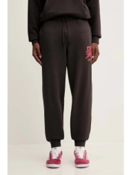 βαμβακερό παντελόνι hugo χρώμα: καφέ, 50549309 100% βαμβάκι