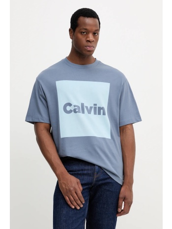 βαμβακερό μπλουζάκι calvin klein jeans ανδρικό, χρώμα μοβ