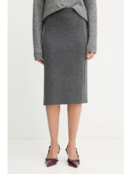 φούστα με προσθήκη μαλλιού simona corsellini χρώμα: γκρι, a25cpgoe0101 50% ακρυλικό, 50% μαλλί