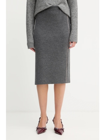 φούστα με προσθήκη μαλλιού simona corsellini χρώμα γκρι
