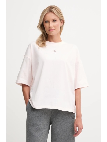 βαμβακερό μπλουζάκι calvin klein jeans χρώμα ροζ