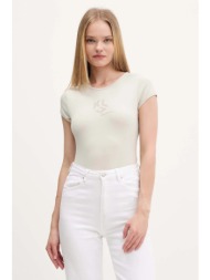 μπλουζάκι karl lagerfeld jeans χρώμα: μπεζ, a4w17018 95% οργανικό βαμβάκι, 5% ελαστάν