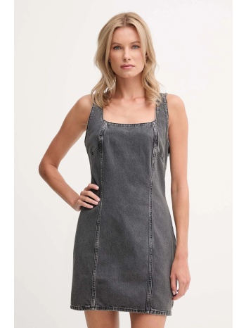 φόρεμα τζιν calvin klein jeans χρώμα γκρι, lv047c715g 100%