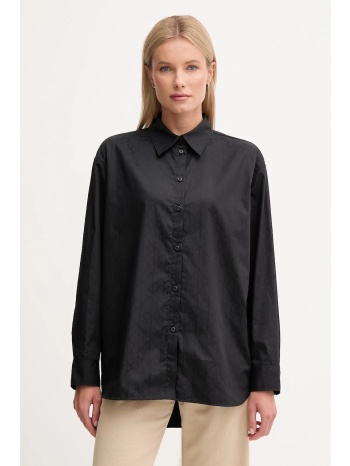 βαμβακερό πουκάμισο calvin klein jeans χρώμα μαύρο