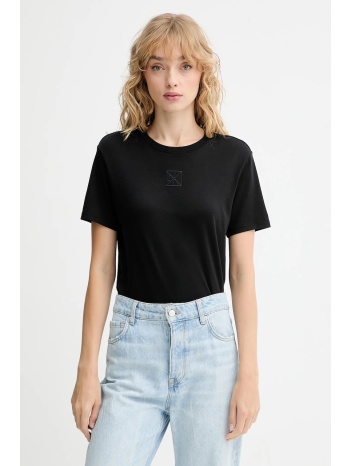 βαμβακερό μπλουζάκι calvin klein χρώμα μαύρο, lv044d201g