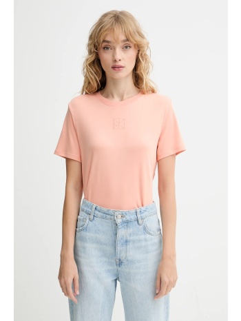 βαμβακερό μπλουζάκι calvin klein χρώμα πορτοκαλί