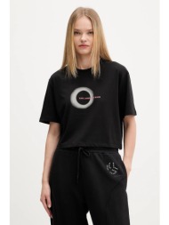 μπλουζάκι karl lagerfeld jeans χρώμα: μαύρο, a4w17011 50% οργανικό βαμβάκι, 50% πολυεστέρας