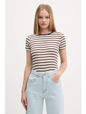 μπλουζάκι guess jeans χρώμα μπεζ, w5bp52 ka0h1 98%