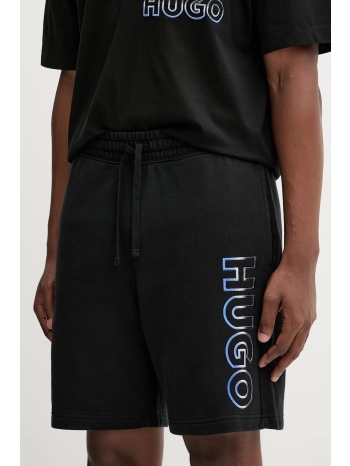 βαμβακερό σορτσάκι hugo blue ανδρικό, χρώμα μαύρο