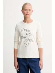 μακρυμάνικο weekend max mara renoir χρώμα: μπεζ, 2525946032600 95% βαμβάκι, 5% ελαστάν