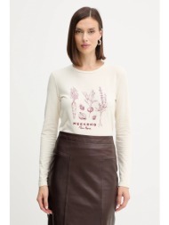 μακρυμάνικο weekend max mara renoir χρώμα: μπεζ, 2525946032600 95% βαμβάκι, 5% ελαστάν