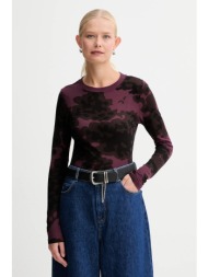 βαμβακερή μπλούζα με μακριά μανίκια g-star χρώμα: μπορντό, d27103.e151 100% οργανικό βαμβάκι