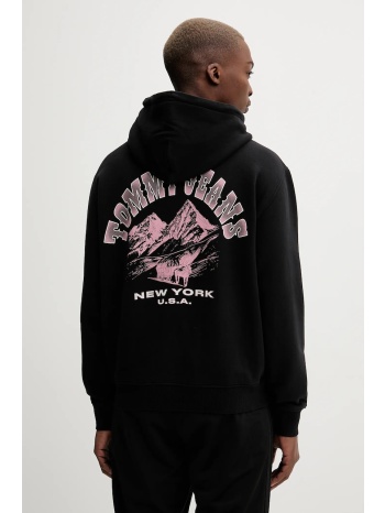 μπλούζα tommy jeans χρώμα μαύρο, με κουκούλα, dm0dm22088