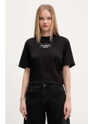 βαμβακερό μπλουζάκι karl lagerfeld jeans χρώμα: μαύρο, a4w17003 100% βαμβάκι