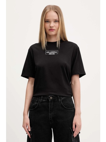 βαμβακερό μπλουζάκι karl lagerfeld jeans χρώμα μαύρο