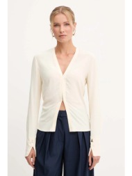 πουκάμισο patrizia pepe χρώμα: μπεζ, 2c1647 a8i1 100% βισκόζη