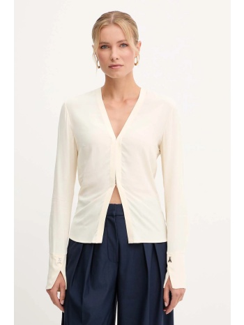 πουκάμισο patrizia pepe χρώμα μπεζ, 2c1647 a8i1 100%