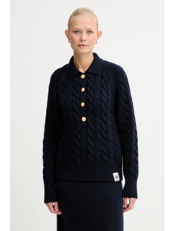 μάλλινο πουλόβερ bally χρώμα ναυτικό μπλε, wkn0bg 100%