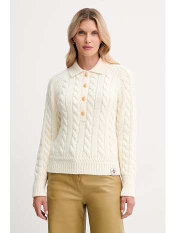 μάλλινο πουλόβερ bally χρώμα μπεζ, wkn0bg 100% μαλλί μερινό