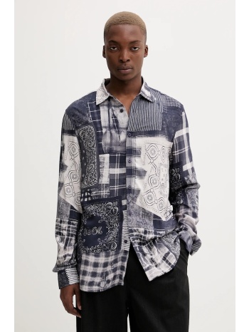 πουκάμισο desigual blue patch χρώμα ναυτικό μπλε, 25wmcw40