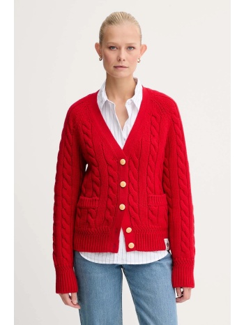 μάλλινη ζακέτα bally γυναικεία, χρώμα κόκκινο, wkn0am 100%