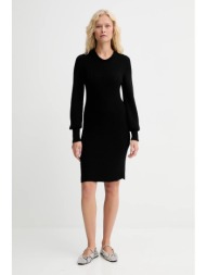 φόρεμα με προσθήκη μαλλιού twinset χρώμα: μαύρο, 252tt3343 43% βισκόζη, 42% πολυαμίδιο, 15% μαλλί