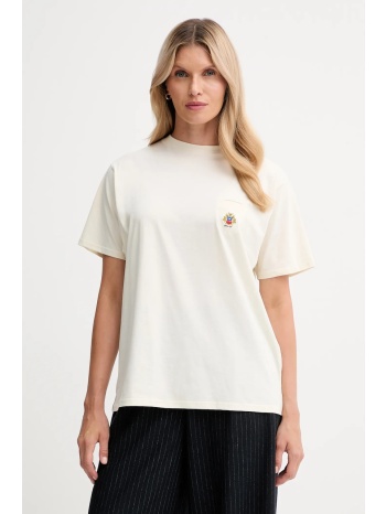 βαμβακερό μπλουζάκι bally χρώμα μπεζ, wje07e 100% βαμβάκι