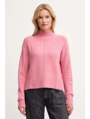 πουλόβερ με προσθήκη μαλλιού pepe jeans χρώμα ροζ