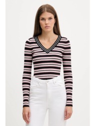 πουλόβερ guess jeans χρώμα: μαύρο, w5br05 z3p32 56% βισκόζη, 26% πολυεστέρας, 16% πολυαμίδιο, 2% σπά