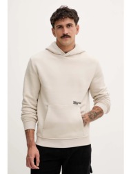 μπλούζα karl lagerfeld jeans χρώμα: μπεζ, με κουκούλα, a4m20022 90% οργανικό βαμβάκι, 10% ανακυκλωμέ