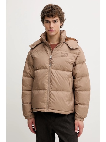 μπουφάν με επένδυση από πούπουλα tommy jeans χρώμα καφέ
