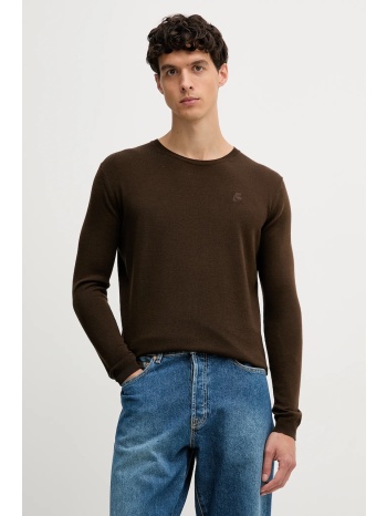 μάλλινο πουλόβερ karl lagerfeld ανδρικό, χρώμα καφέ
