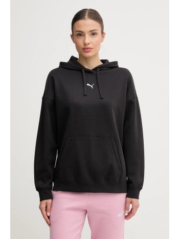 μπλούζα puma χρώμα μαύρο, με κουκούλα, 685398 κύριο υλικό